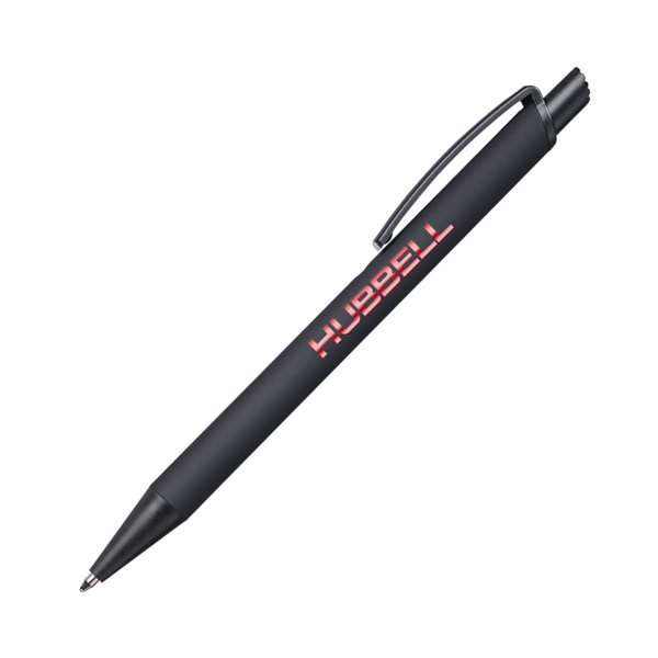 Sleek matte black metal pen with a rubberized coating for a... from ASI 84592 St Regis Group