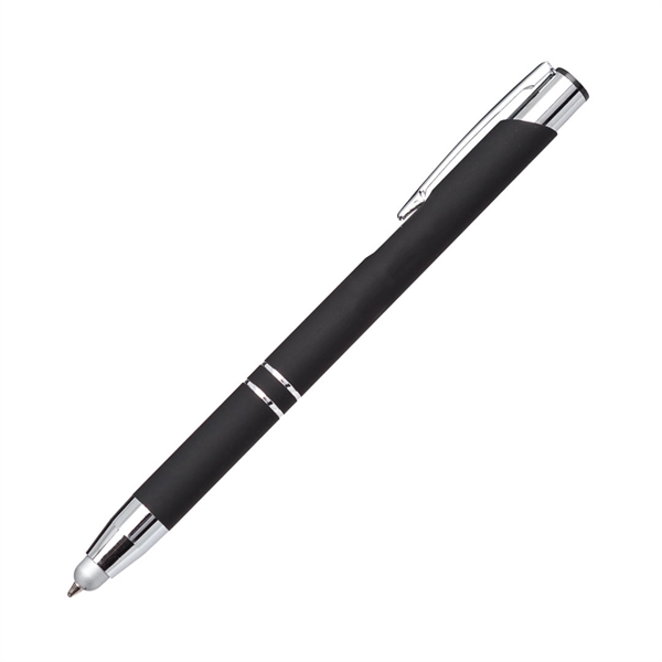 Contemporary metal clicker pen with sleek rubberized grip and barrel in... from ASI 84592 St Regis Group