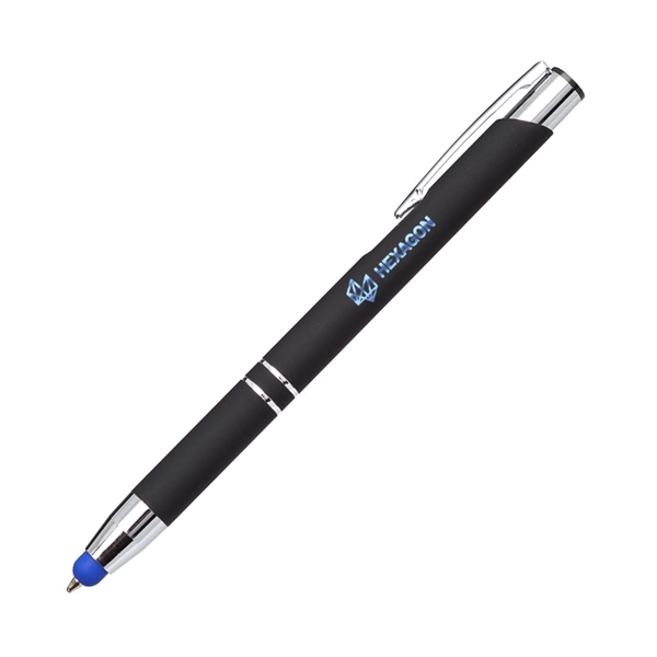 Contemporary metal clicker pen with sleek rubberized grip and barrel in... from ASI 84592 St Regis Group