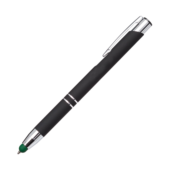 Contemporary metal clicker pen with sleek rubberized grip and barrel in... from ASI 84592 St Regis Group