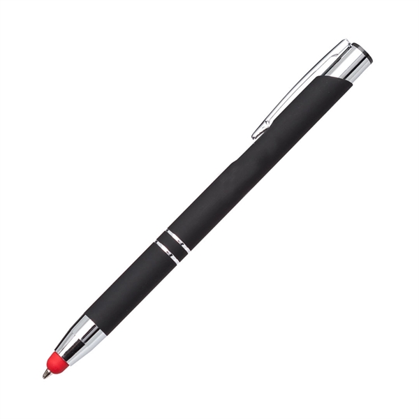 Contemporary metal clicker pen with sleek rubberized grip and barrel in... from ASI 84592 St Regis Group