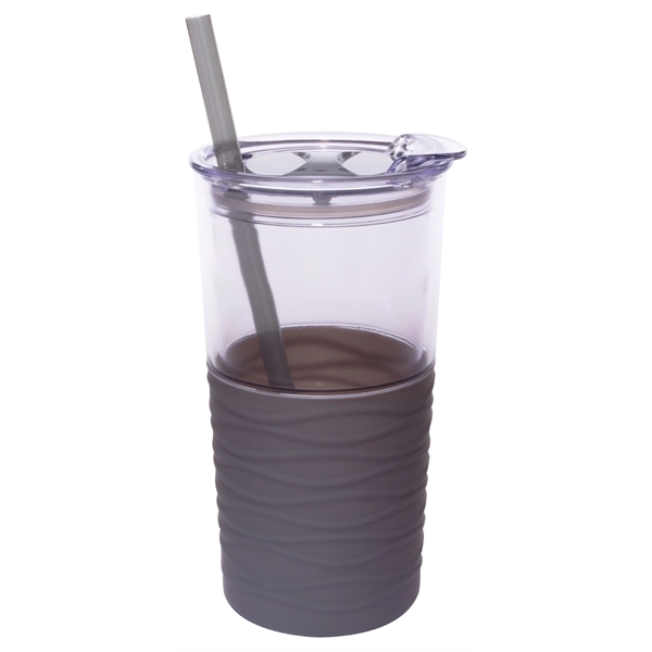 Tumbler with color silicone sleeve, straw and slider lid.... from ASI 99030 Zipline