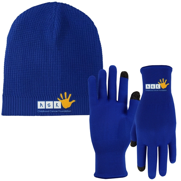 Cap: 53% Rayon/30% Polyester/17% Nylon. Gloves: 85% Nylon/10% Elastic/5% Silver Touchscreen... from ASI 90160 Suntex Industries