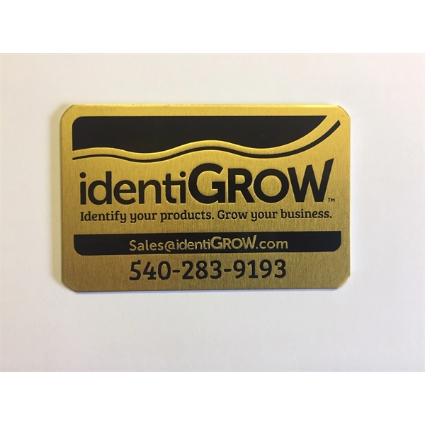 3.5" x 2" " Aluminum Business card. 4 different imprinting styles... from ASI 41080 Nelson Boone Co Inc / Alumaline® & Brass Alumaline (R) & Brass