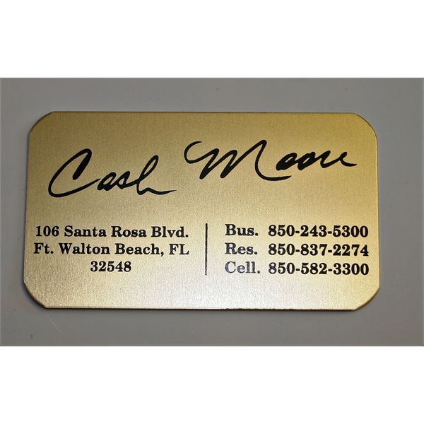 3.5" x 2" " Aluminum Business card. 4 different imprinting styles... from ASI 41080 Nelson Boone Co Inc / Alumaline® & Brass Alumaline (R) & Brass