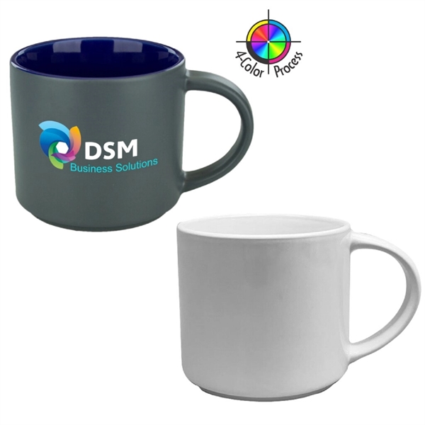 Stackable 16oz Norwich Mug. Available in solid and two-tone options. Spot... from ASI 80093 Pyrographics