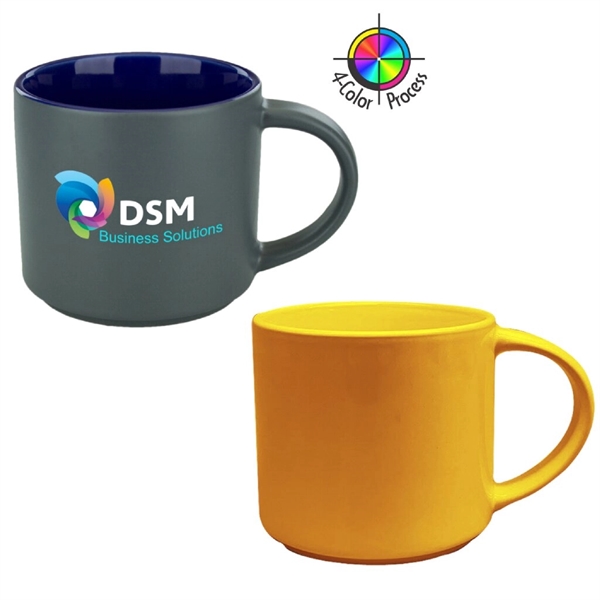 Stackable 16oz Norwich Mug. Available in solid and two-tone options. Spot... from ASI 80093 Pyrographics