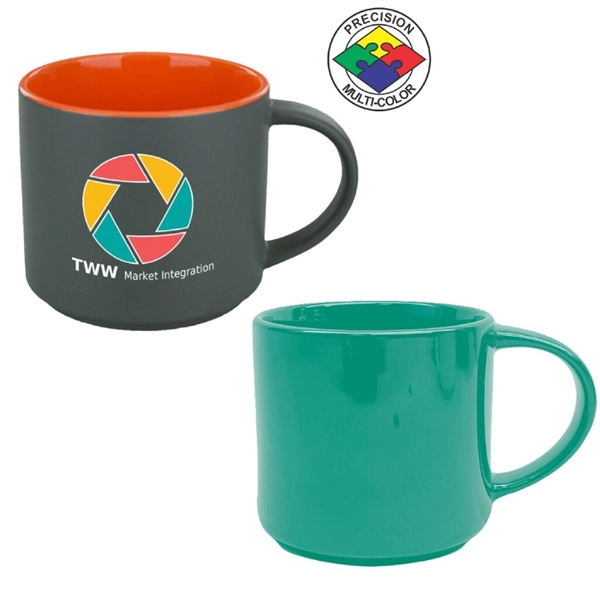 Stackable 16oz Norwich Mug. Available in solid and two-tone options. Spot... from ASI 80093 Pyrographics