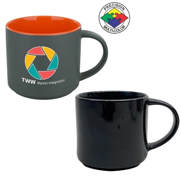 Stackable 16oz Norwich Mug. Available in solid and two-tone options. Spot... from ASI 80093 Pyrographics