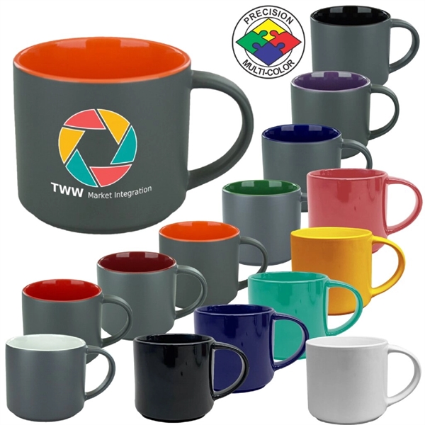 Stackable 16oz Norwich Mug. Available in solid and two-tone options. Spot... from ASI 80093 Pyrographics