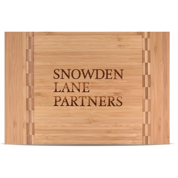 Bamboo Cutting Board with Butcher Block Inlay 15" x 10 1/4"... from ASI 72657 Active Life Promo / Apres Ski Ingrain Promo