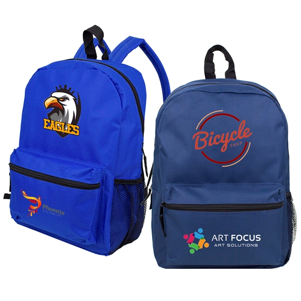 11" x 16" x 5" polyester backpack with front double zip... from ASI 37980 Bagworld