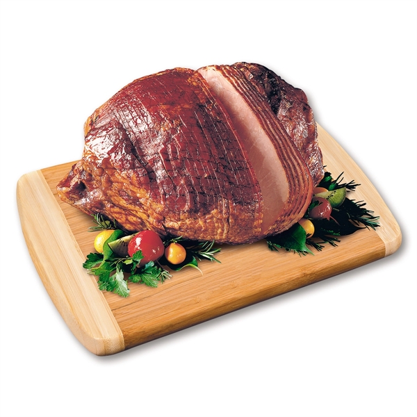 Spiral-sliced whole ham with bamboo cutting board.... from ASI 68680 Maple Ridge Farms Inc