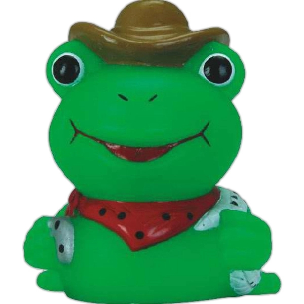Squeaking mini green rubber golfer designed frog toy.... from ASI 31977 Adline Industries Inc