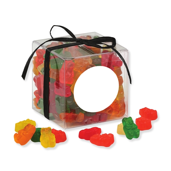 Clear acetate cube filled with gummy bears.... from ASI 68680 Maple Ridge Farms Inc