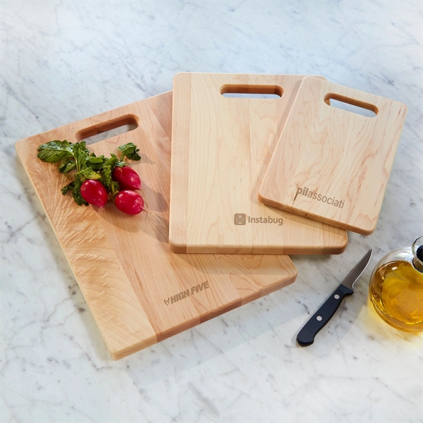 Natural maple rectangular cutting board with handle that's available in multiple... from ASI 99030 Zipline