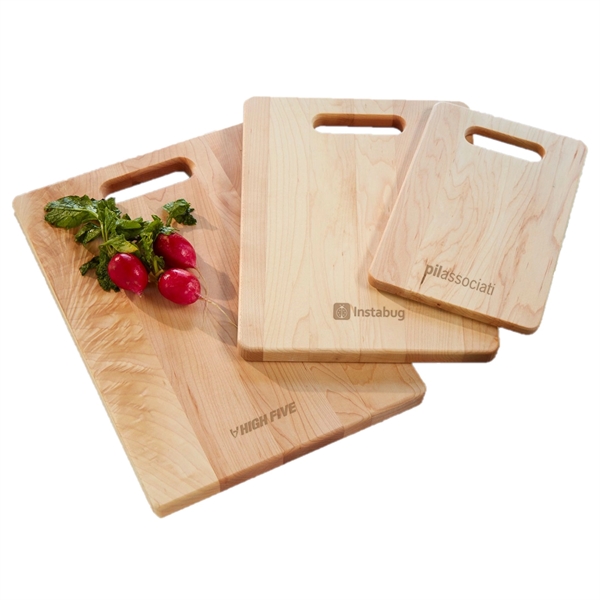 Natural maple rectangular cutting board with handle that's available in multiple... from ASI 99030 Zipline