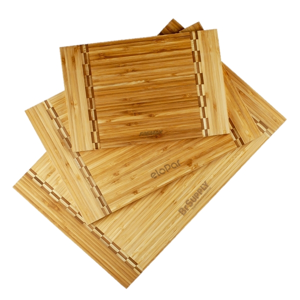 Bamboo cutting board with two sided butcher block inlay design.... from ASI 99030 Zipline / Zipline®