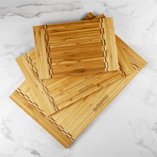 Bamboo cutting board with two sided butcher block inlay design.... from ASI 99030 Zipline / Zipline®