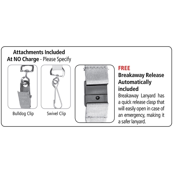 18" x 1" lanyard with breakaway release and silkscreen imprinting.... from ASI 62660 Innovation Line