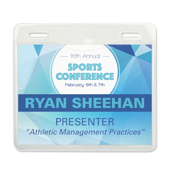 Premium event-size vinyl badge holders designed for oversize cards or credentials.... from ASI 79898 Promovision / PROMOVISION