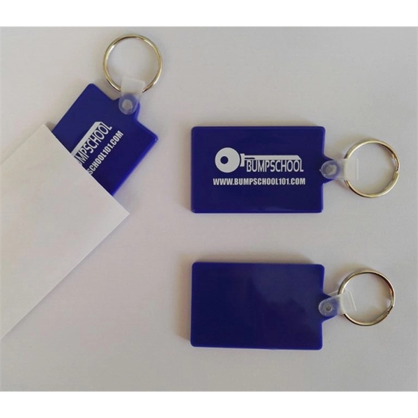Rectangular-shaped soft PVC keychain with split keyring plus 1c1p silkscreen imprint... from ASI 37218 Athena Promo (tm)