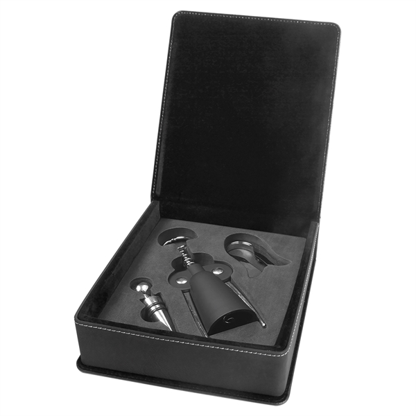 Three piece wine tool set inside a leatherette case; tools include... from ASI 99030 Zipline / Zipline®