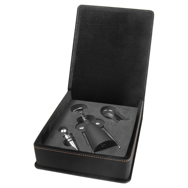Three piece wine tool set inside a leatherette case; tools include... from ASI 99030 Zipline / Zipline®
