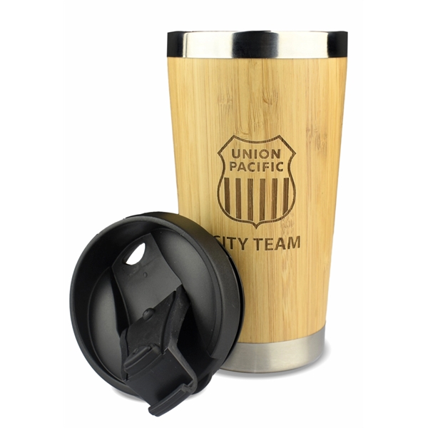 15 oz. Bamboo Stainless Steel Tumbler... from ASI 72657 Active Life Promo / Apres Ski Ingrain Promo
