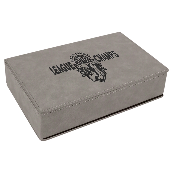 Gift box set with 6 oz. leatherette stainless steel flask, 2... from ASI 99030 Zipline / Zipline®