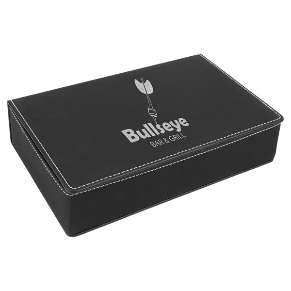 Gift box set with 6 oz. leatherette stainless steel flask, 2... from ASI 99030 Zipline / Zipline®