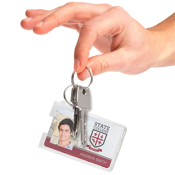 Rigid plastic credit card size badge holders let you carry ID... from ASI 79898 Promovision / PROMOVISION