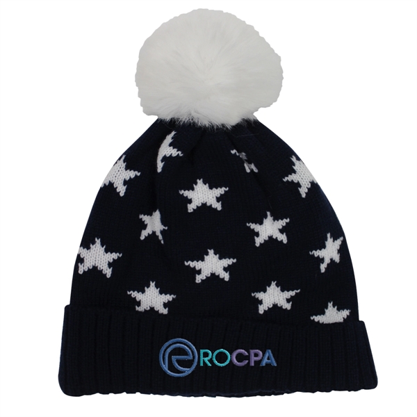 Star pom beanie for keeping you warm and stylish on cold... from ASI 61125 Hit Promotional Products / Hit®