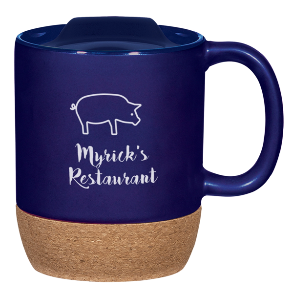 14 oz. mug with cork base that protects hands and surfaces... from ASI 61125 Hit Promotional Products / Hit®