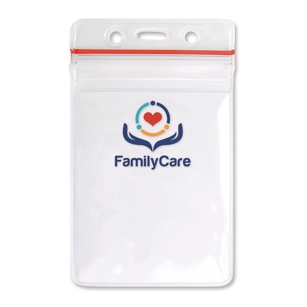Credit card size resealable badge holders feature a zipper closure for... from ASI 79898 Promovision / PROMOVISION