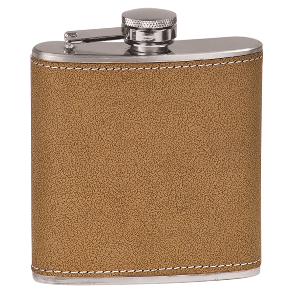 6 oz. capacity Leather wrap stainless steel flask with funnel accessory... from ASI 99030 Zipline / Zipline®