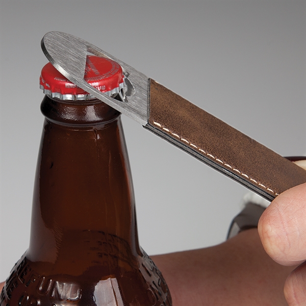 Leatherette bottle opener with laser engraved graphics or text.... from ASI 99030 Zipline / Zipline®