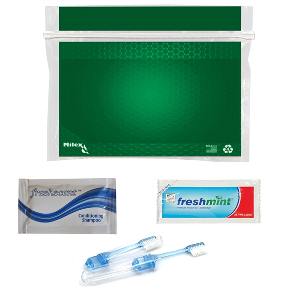 Overnight travel kit with a toothbrush, shampoo, conditioner, and toothpaste.... from ASI 84514 Safety Made