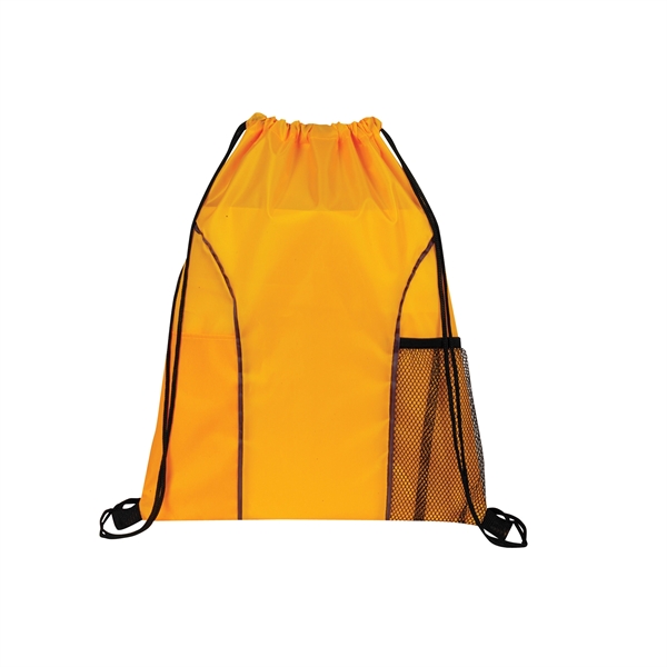 Drawstring backpack made of 210 Denier polyester features dual front pockets.... from ASI 34800 Alstar Creations