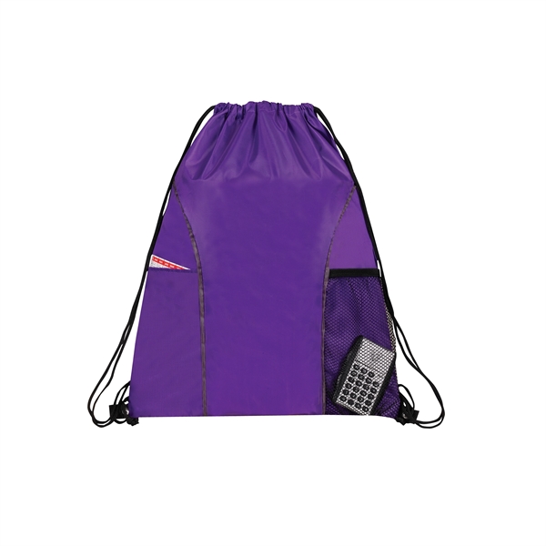 Drawstring backpack made of 210 Denier polyester features dual front pockets.... from ASI 34800 Alstar Creations