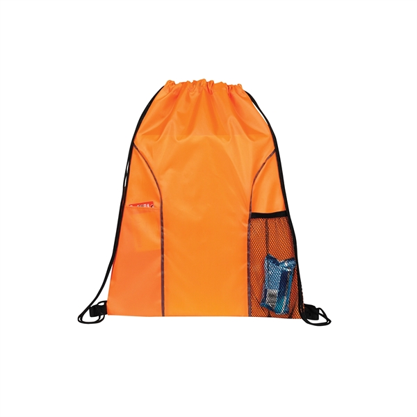 Drawstring backpack made of 210 Denier polyester features dual front pockets.... from ASI 34800 Alstar Creations