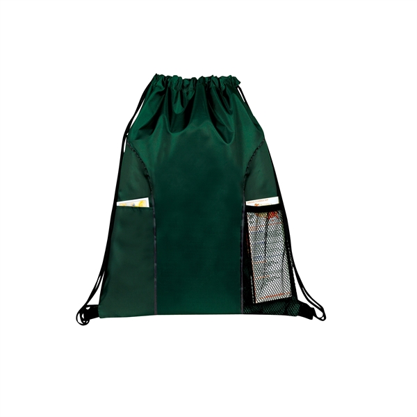 Drawstring backpack made of 210 Denier polyester features dual front pockets.... from ASI 34800 Alstar Creations