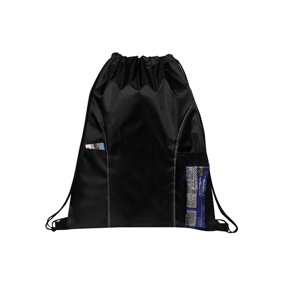 Drawstring backpack made of 210 Denier polyester features dual front pockets.... from ASI 34800 Alstar Creations
