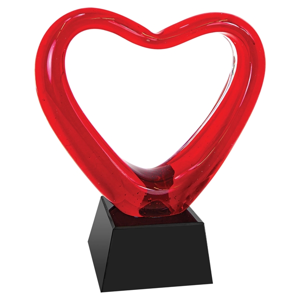 6.5" engraved glass red heart award.... from ASI 92531 Unique Custom Products / UCP