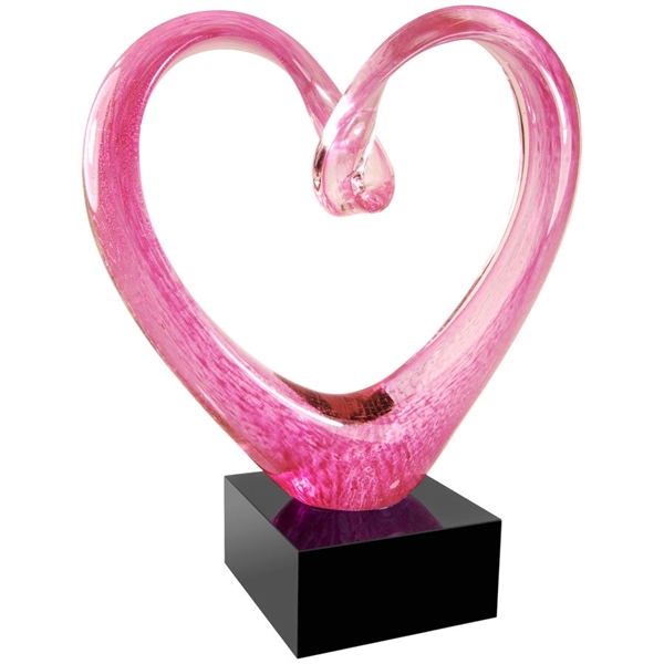 9" engraved glass pink heart award.... from ASI 92531 Unique Custom Products / UCP