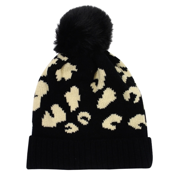 Leopard print pom beanie for keeping you warm and stylish on... from ASI 61125 Hit Promotional Products / Hit®