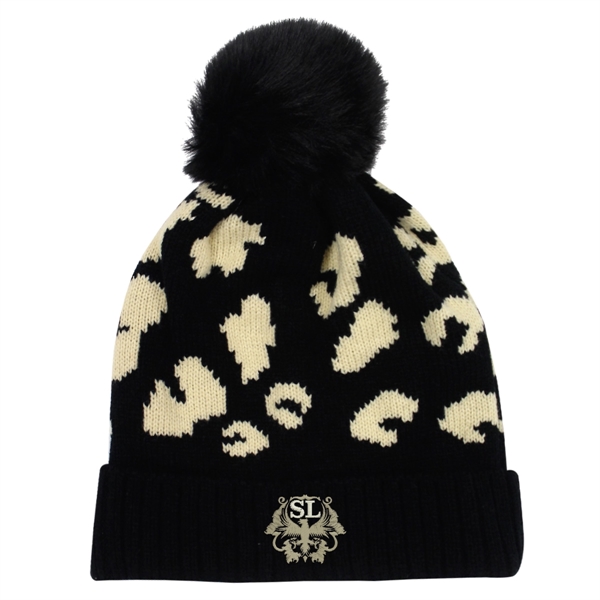 Leopard print pom beanie for keeping you warm and stylish on... from ASI 61125 Hit Promotional Products / Hit®