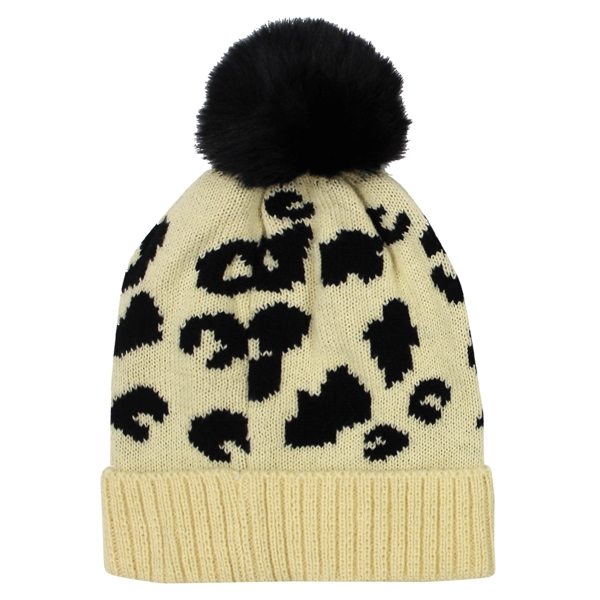 Leopard print pom beanie for keeping you warm and stylish on... from ASI 61125 Hit Promotional Products / Hit®