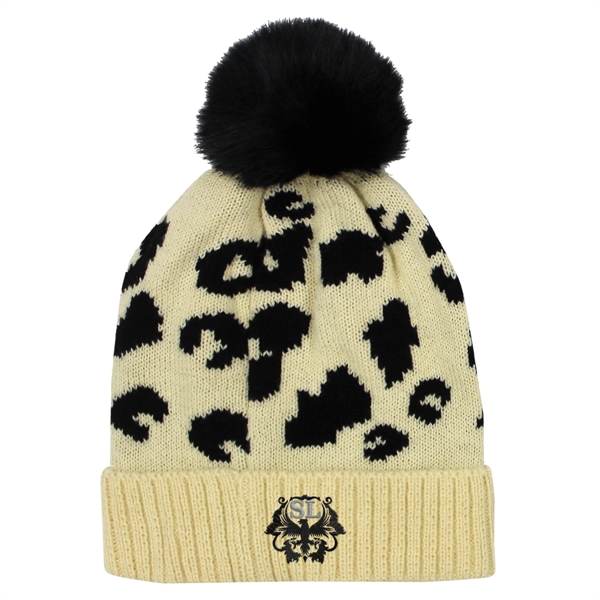 Leopard print pom beanie for keeping you warm and stylish on... from ASI 61125 Hit Promotional Products / Hit®
