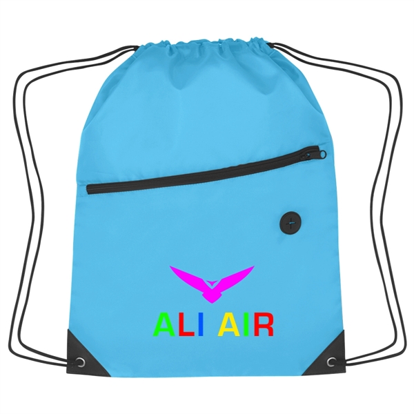 Sports pack with drawstring closure and large front zippered pocket.... from ASI 61125 Hit Promotional Products / Hit®
